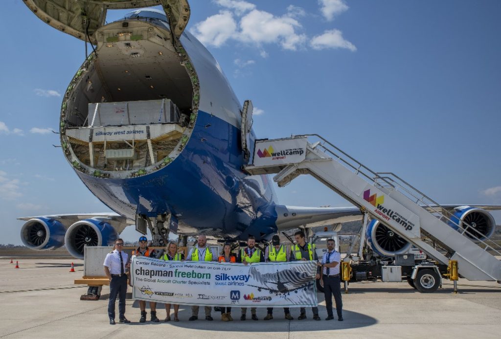 Chapman Freeborn sets carrier record by transporting six helicopters on a single Boeing 747-800 freighter